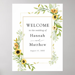 Poster Panneau de Bienvenue de Mariage Tournesol
