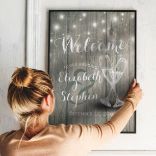 Poster Panneau de bienvenue de mariage Verres à champagne