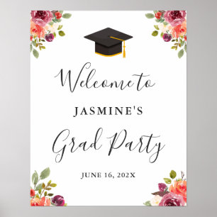 Poster Panneau de bienvenue de remise de diplômes floral
