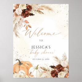 Poster Panneau de bienvenue du baby shower d'automne, pet