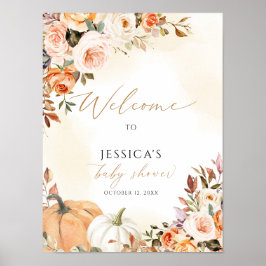 Poster Panneau de bienvenue du baby shower d'automne, pet