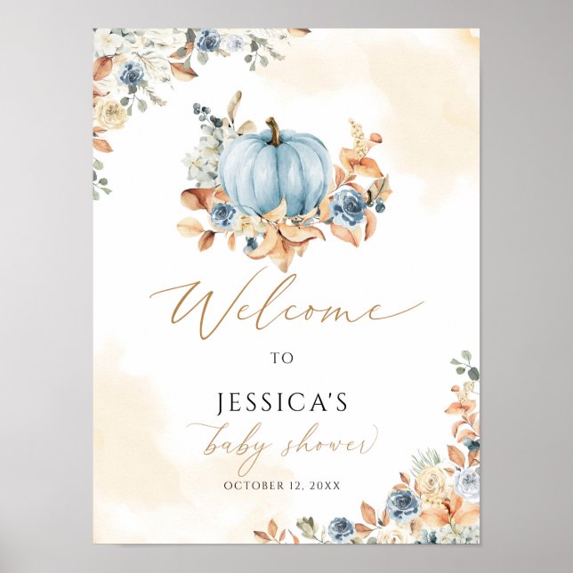 Poster Panneau de bienvenue du baby shower d'automne, pet (Devant)
