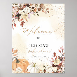 Poster Panneau de bienvenue du baby shower d'automne, pet