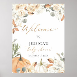 Poster Panneau de bienvenue du baby shower d'automne, pet
