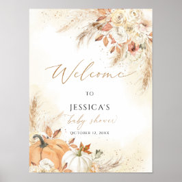 Poster Panneau de bienvenue du baby shower d'automne, pet