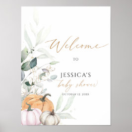 Poster Panneau de bienvenue du baby shower d'automne, pet
