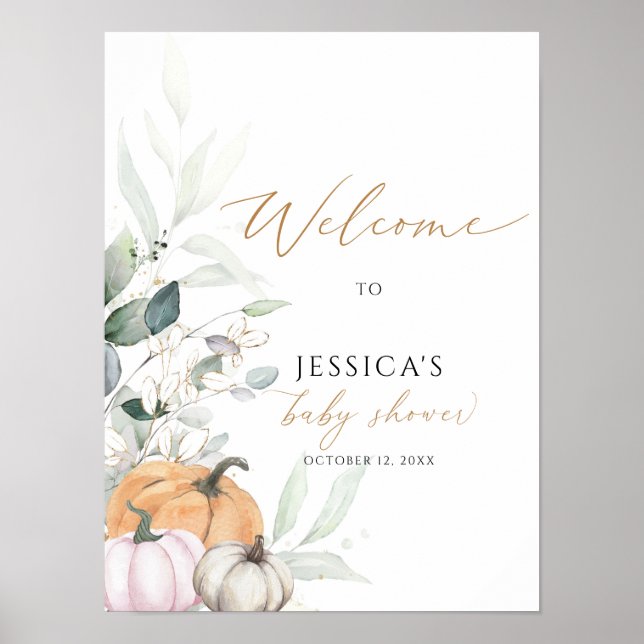 Poster Panneau de bienvenue du baby shower d'automne, pet (Devant)