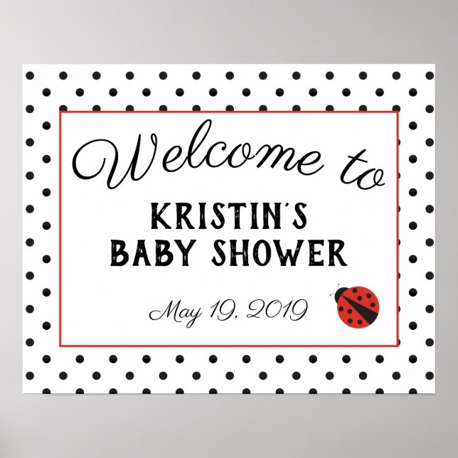Poster Panneau de bienvenue du baby shower de Ladybug - g (Devant)