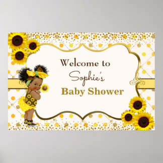 Poster Panneau de bienvenue du baby shower de tournesol