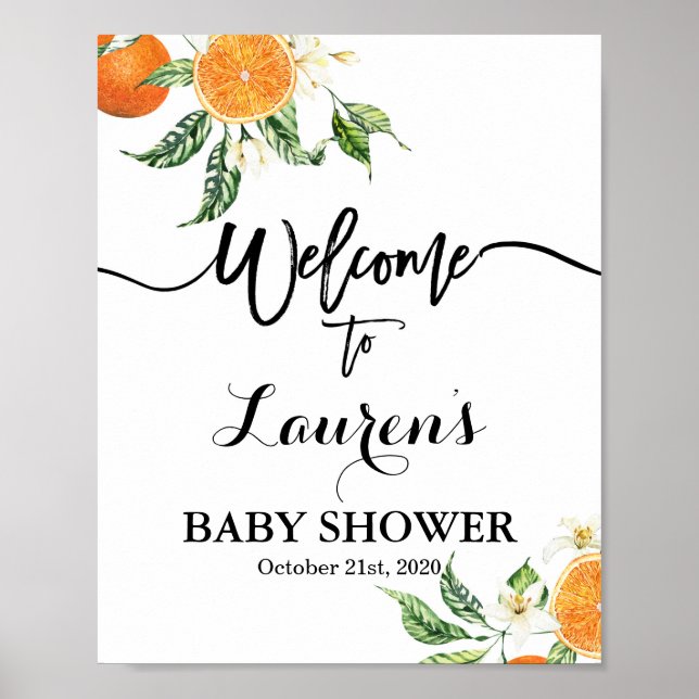 Poster Panneau de bienvenue du Baby shower Oranges (Devant)