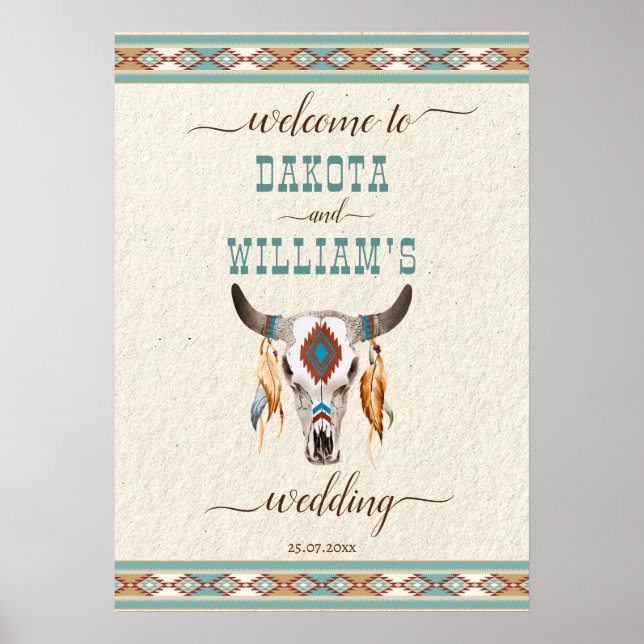 Poster Panneau de bienvenue du mariage de boho du sud-oue (Devant)