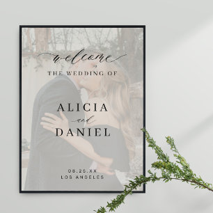 Poster Panneau de bienvenue du mariage de script élégant 