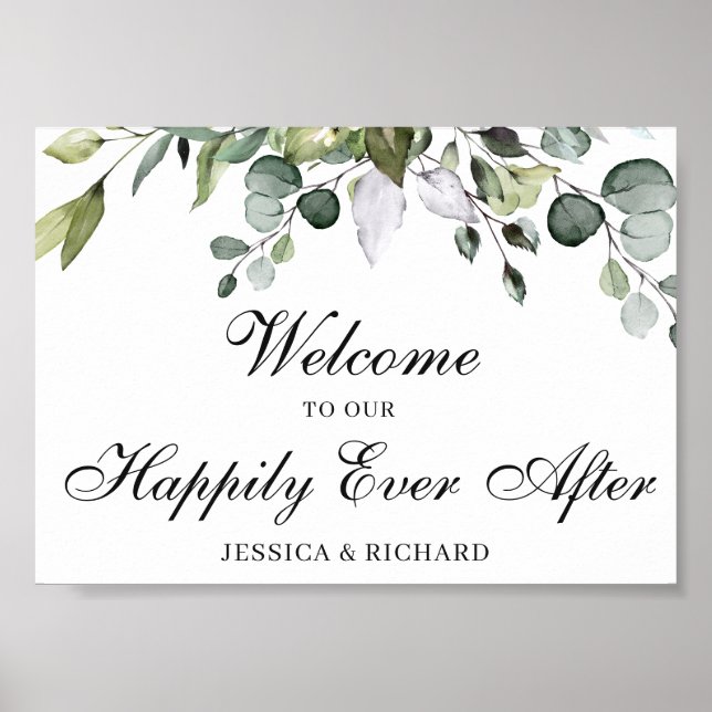 Poster Panneau de bienvenue du Mariage Eucalyptus (Devant)