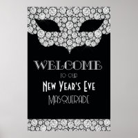 Panneau de bienvenue du Nouvel An Mascarade Diaman