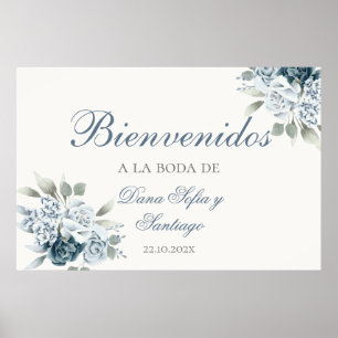 Poster Panneau de bienvenue Dusty Blue Mariage espagnol