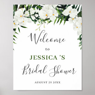 Poster Panneau de bienvenue Elegant White Orchids BRIDAL 
