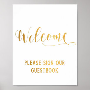 Poster Panneau de bienvenue en calligraphie dorée simple