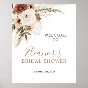 Poster Panneau de bienvenue en herbe de Pampas beige élég