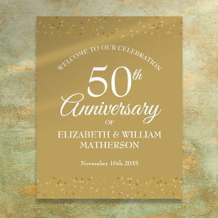 Poster Panneau de bienvenue en or pour le 50e anniversair
