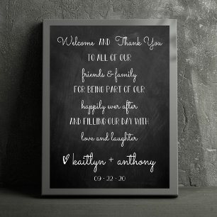 Poster Panneau de bienvenue et de remerciement de mariage