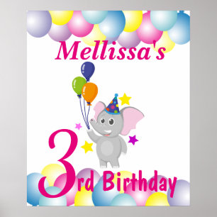 Poster Panneau de bienvenue Fête d'anniversaire sur le th