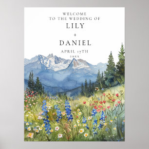 Poster Panneau de Bienvenue Floral de Mariage Fleurs Sauv