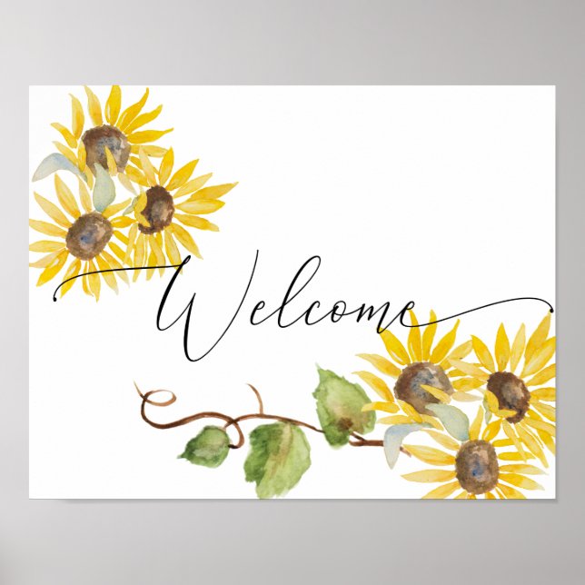 Poster Panneau de bienvenue floral tournesol - mariage ou (Devant)