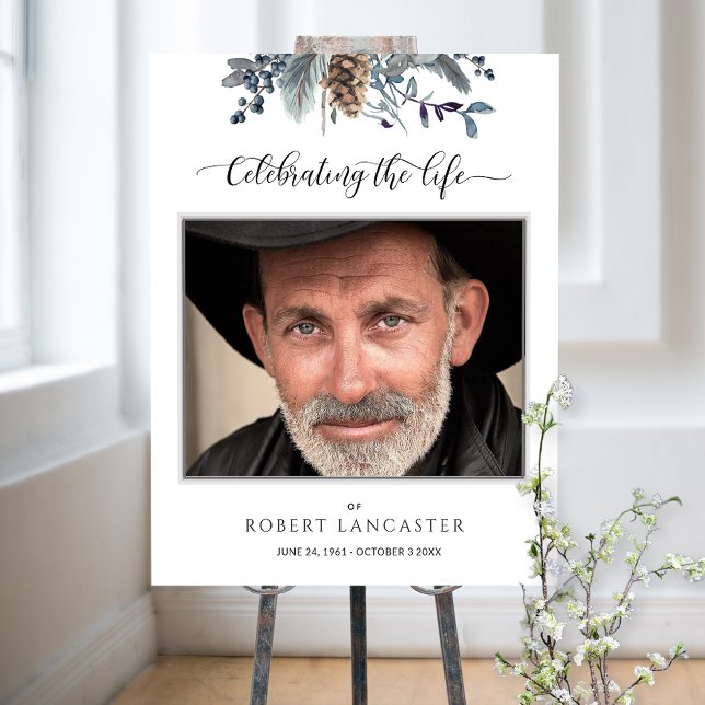 Poster Panneau de bienvenue funéraire au feuillage rustiq (Créateur téléchargé)