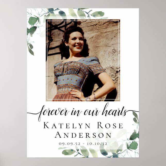 Poster Panneau de bienvenue funéraire Photo Eucalyptus (Devant)