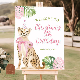 Poster Panneau de bienvenue Guépard de la Savane Rose