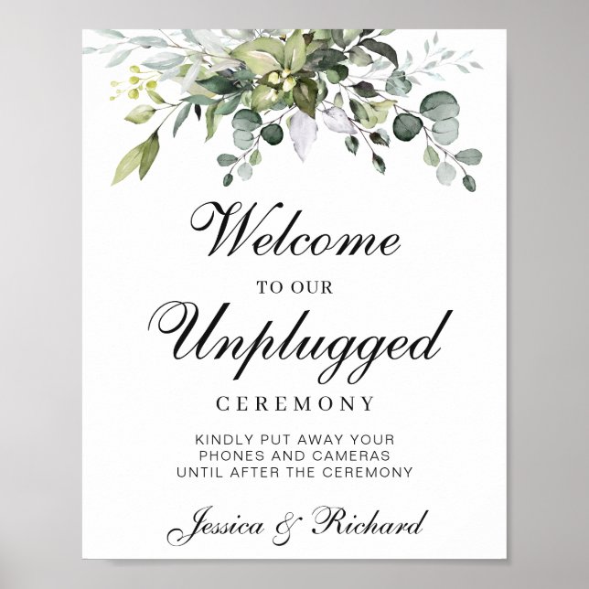 Poster Panneau de bienvenue Mariage Eucalyptus Unplugged (Devant)