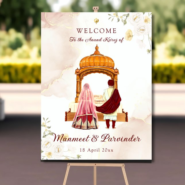 Poster Panneau de bienvenue mariage sikh Punjabi mariage (Créateur téléchargé)
