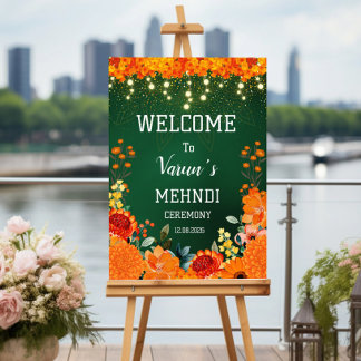 Poster panneau de bienvenue mehndi, panneau de mariage in