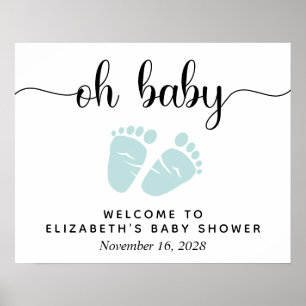 Poster Panneau de bienvenue Oh Baby Mint Feet pour la fêt