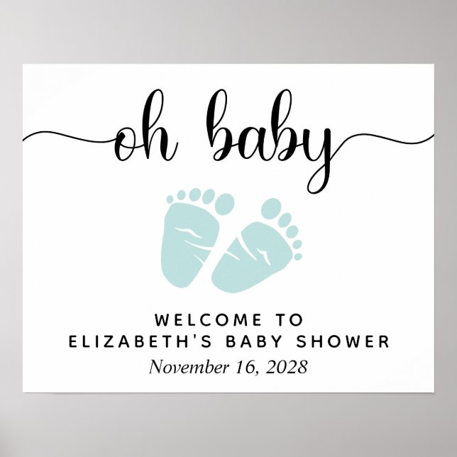 Poster Panneau de bienvenue Oh Baby Mint Feet pour la fêt (Devant)