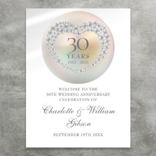 Poster Panneau de bienvenue perle pour les 30 ans de mari