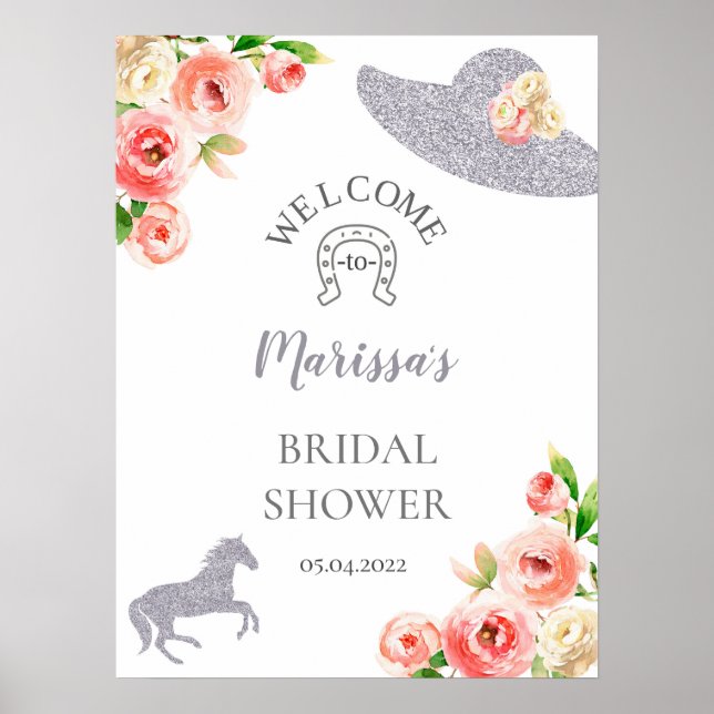 Poster Panneau de bienvenue Pink and Silver Kentucky Derb (Devant)