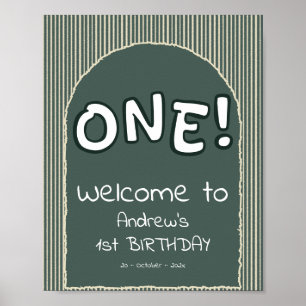 Poster Panneau de bienvenue pour 1er anniversaire avec ra