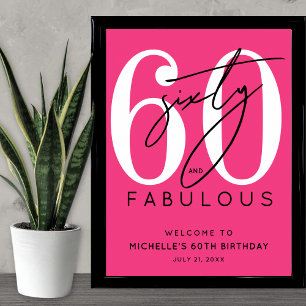 Poster Panneau de bienvenue pour 60e anniversaire rose so