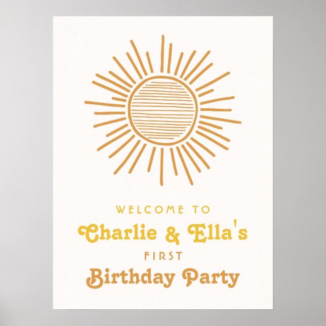 Poster Panneau de bienvenue pour anniversaire soleil (Devant)