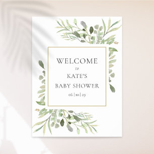 Poster Panneau de bienvenue pour baby shower à la végétat