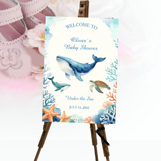 Poster Panneau de bienvenue pour Baby Shower aquarelle so