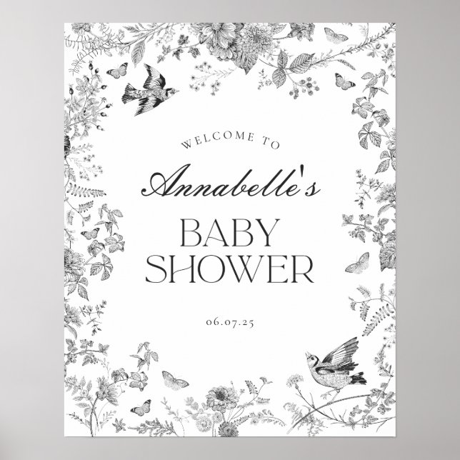Poster Panneau de bienvenue pour Baby Shower avec Toile d (Devant)
