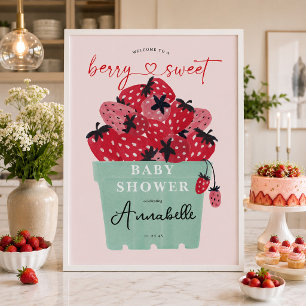 Poster Panneau de bienvenue pour Baby Shower Berry Sweet