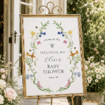 Panneau de Bienvenue pour Baby Shower Champêtre et