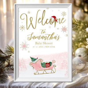 Poster Panneau de bienvenue pour Baby Shower de Noël Sant
