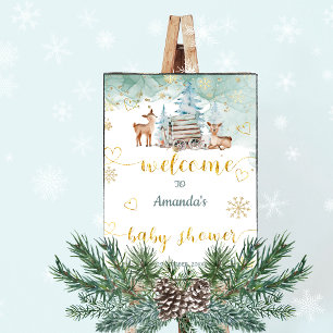 Poster Panneau de bienvenue pour Baby Shower Deer Winter
