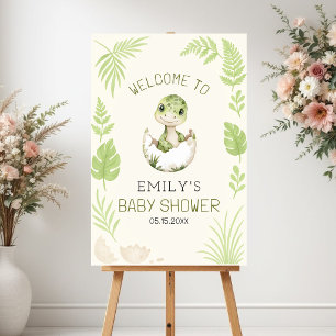 Poster Panneau de bienvenue pour Baby Shower Dinosaure