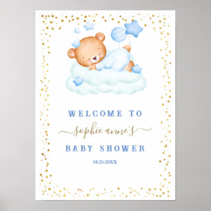 Poster Panneau de bienvenue pour Baby Shower Garçon Ourso