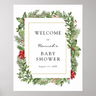 Poster Panneau de bienvenue pour Baby Shower Greenery d'h